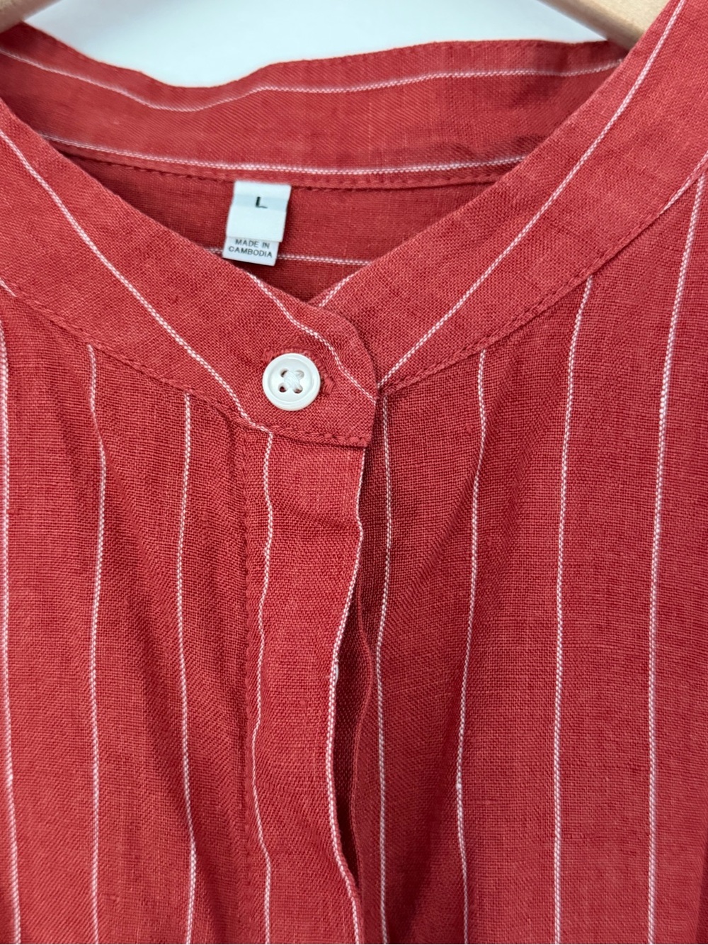 Muni linen pinstripe top Red L - Picture 3 of 9